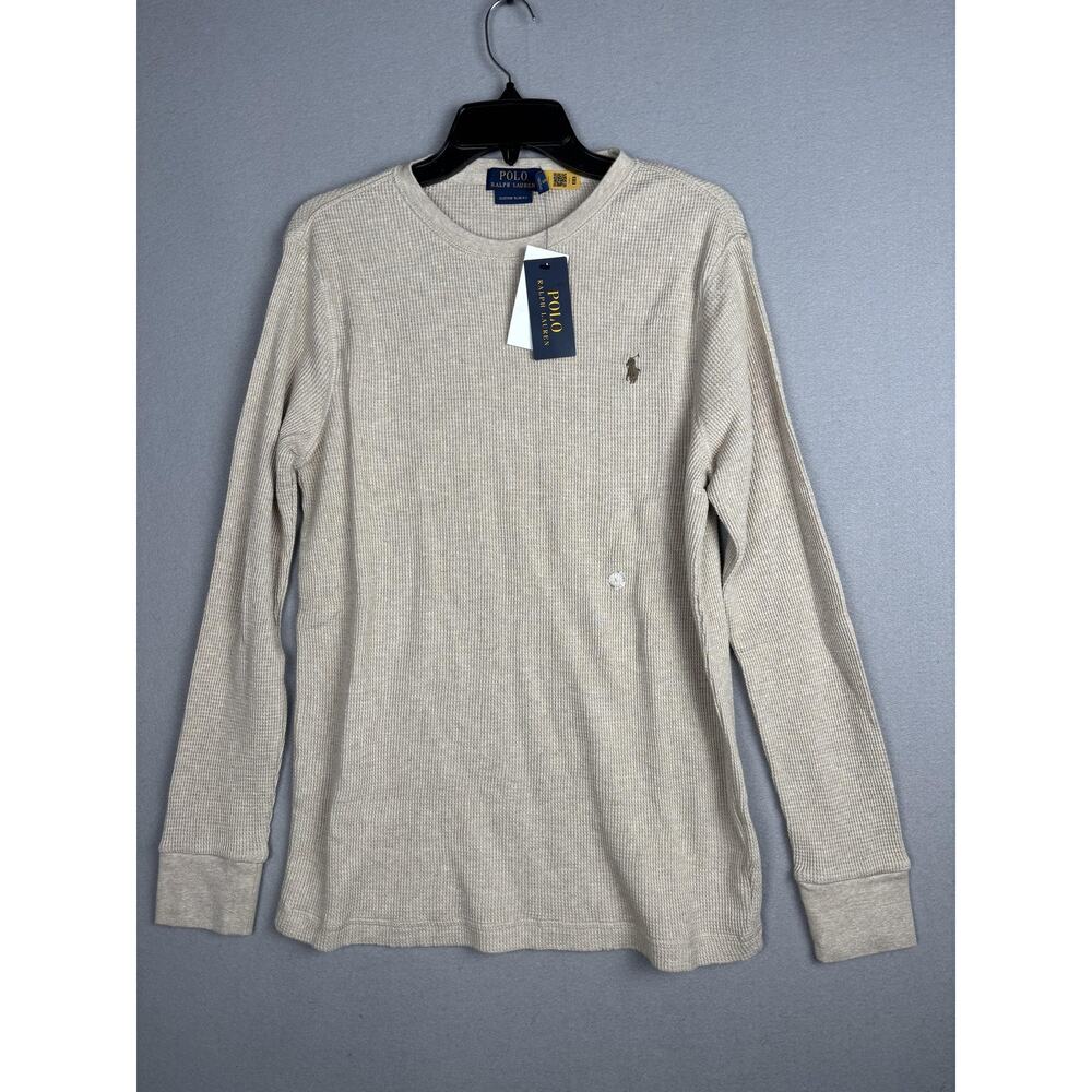 Polo Ralph Lauren Shirt Mens Large Custom Slim Fit Long Sleeve Waffle Knit